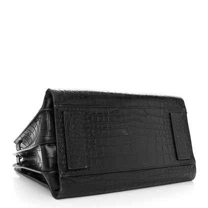 Saint Laurent Calfskin Crocodile Embossed Medium Supple Sac de Jour Black 4 of 14