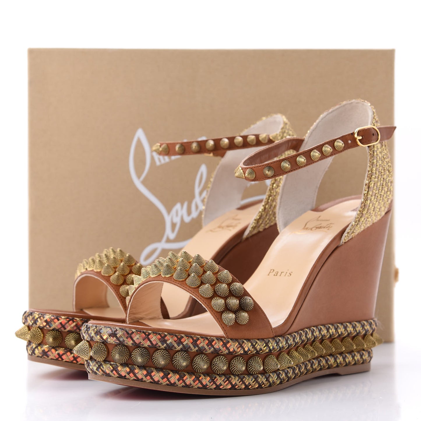 Calfskin Cordorella 110 Wedge Sandals 41 Version Cuoio