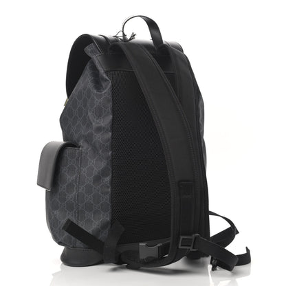 Gucci Soft GG Supreme Monogram Appia Calfskin Web Double Buckle Backpack Black 3 of 10