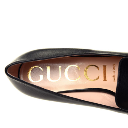 Gucci Malaga Kid Sylvie Web Chain Mid Heel Loafers 36.5 Black 7 of 8