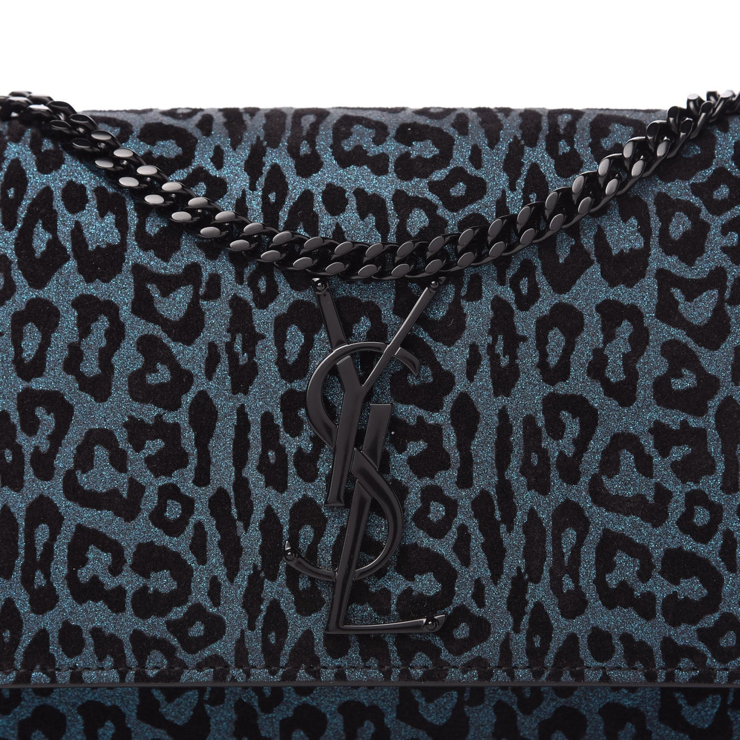 Glitter Leopard Small Monogram Kate Satchel Blue