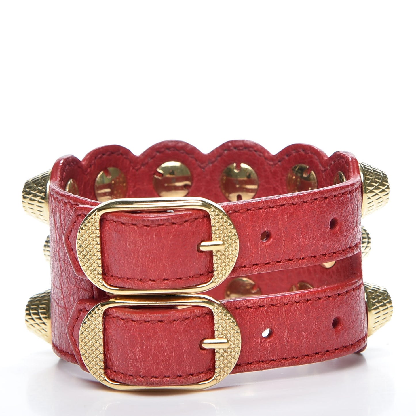 Agneau Arena Three Row Giant Gold Bracelet Rouge Cardinal