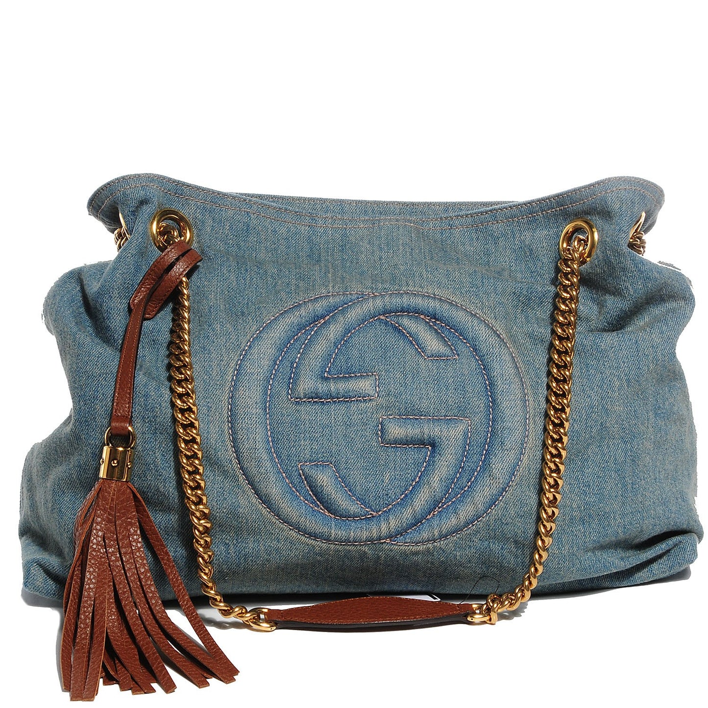 Denim Medium Soho Chain Shoulder Bag Blue