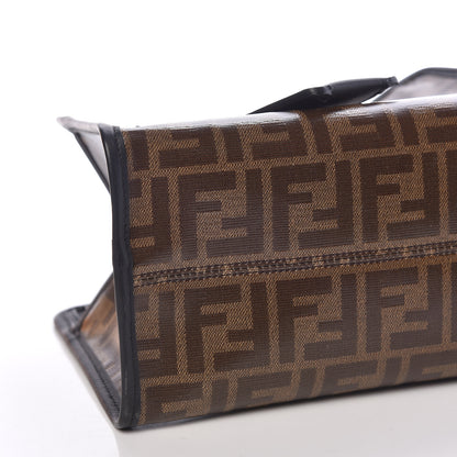 Fendi Glazed Fabric Vitello Century FF 1974 Stamp Patch Mini Peekaboo Defender Cover Mogano Panna Black 8 of 9