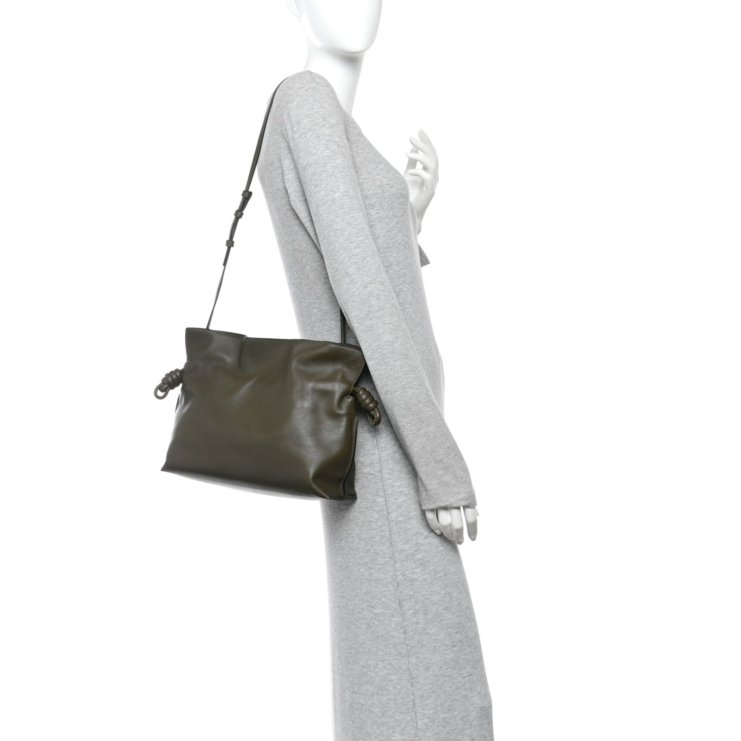 Nappa Flamenco Knot Clutch Dark Khaki