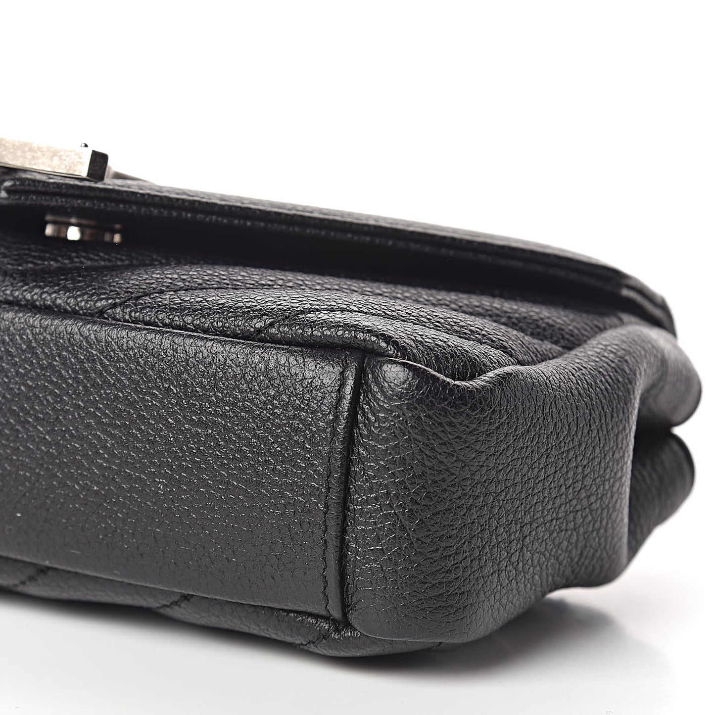 Grained Calfskin Matelasse Chevron Classic Monogram Baby Chain Bag Black