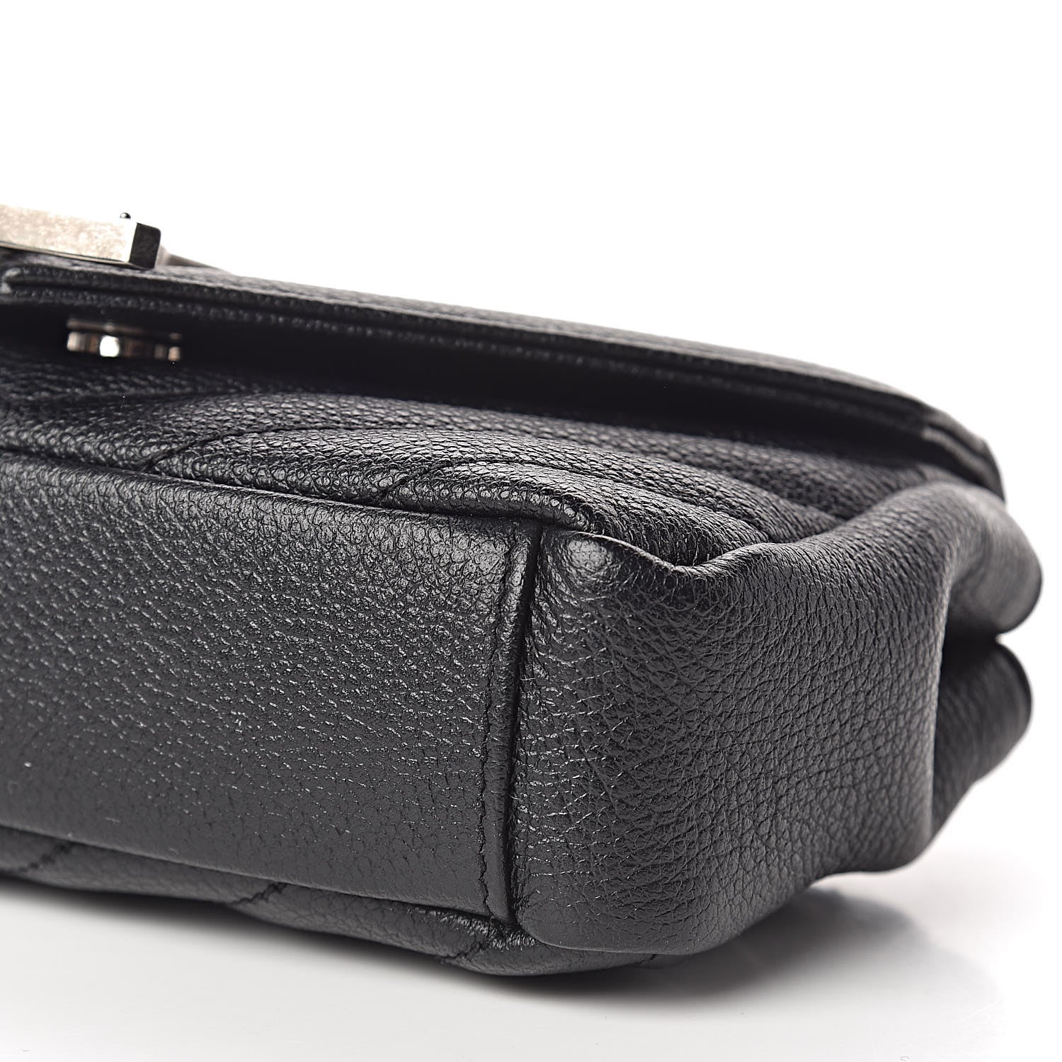Saint Laurent Grained Calfskin Matelasse Chevron Classic Monogram Baby Chain Bag Black 9 of 9