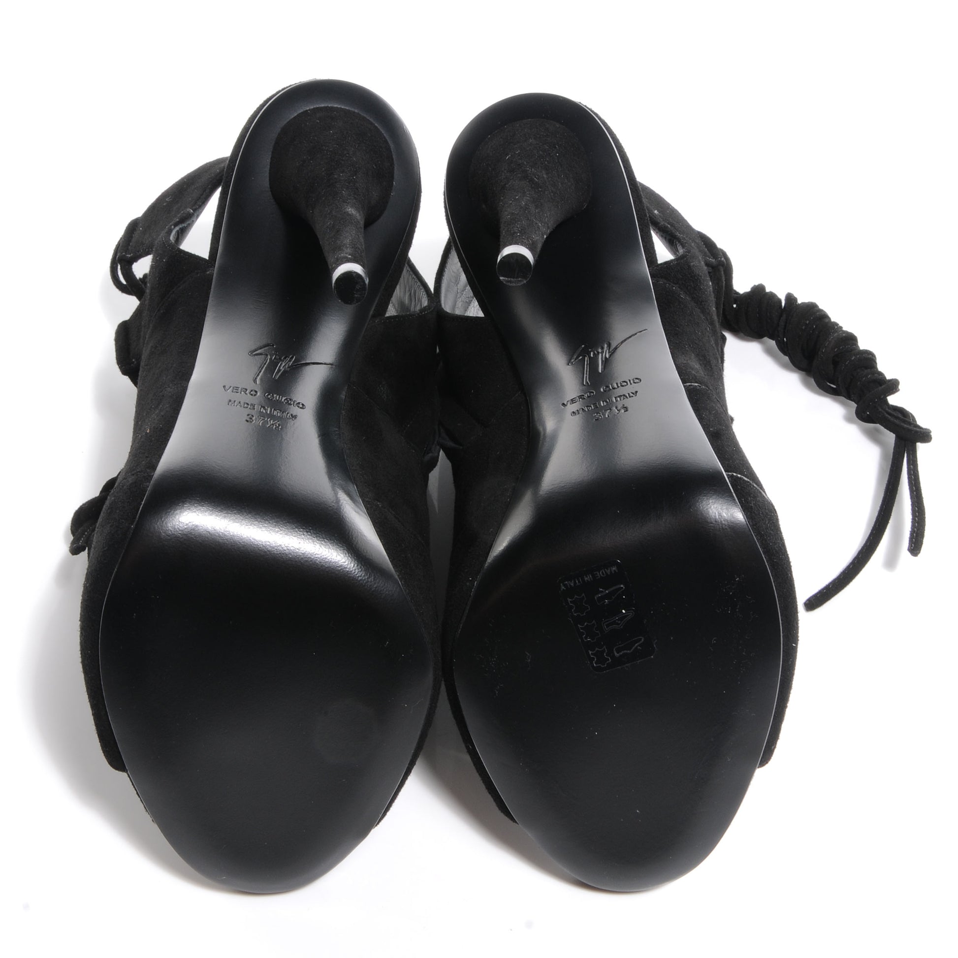 FASHIONPHILE GIUSEPPEZANOTTISuedeLaceUpPaneledSandals37.5Black 5 of 6