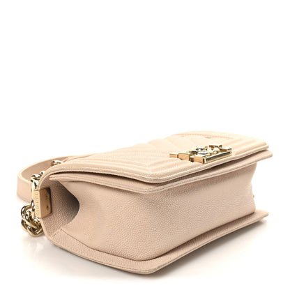 Chanel Caviar Chevron Quilted Small Boy Flap Light Beige 4 of 11
