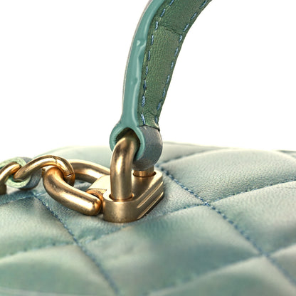 Chanel Lambskin Quilted Ombre Small Top Handle Vanity Case With Chain Blue Green 13 of 17