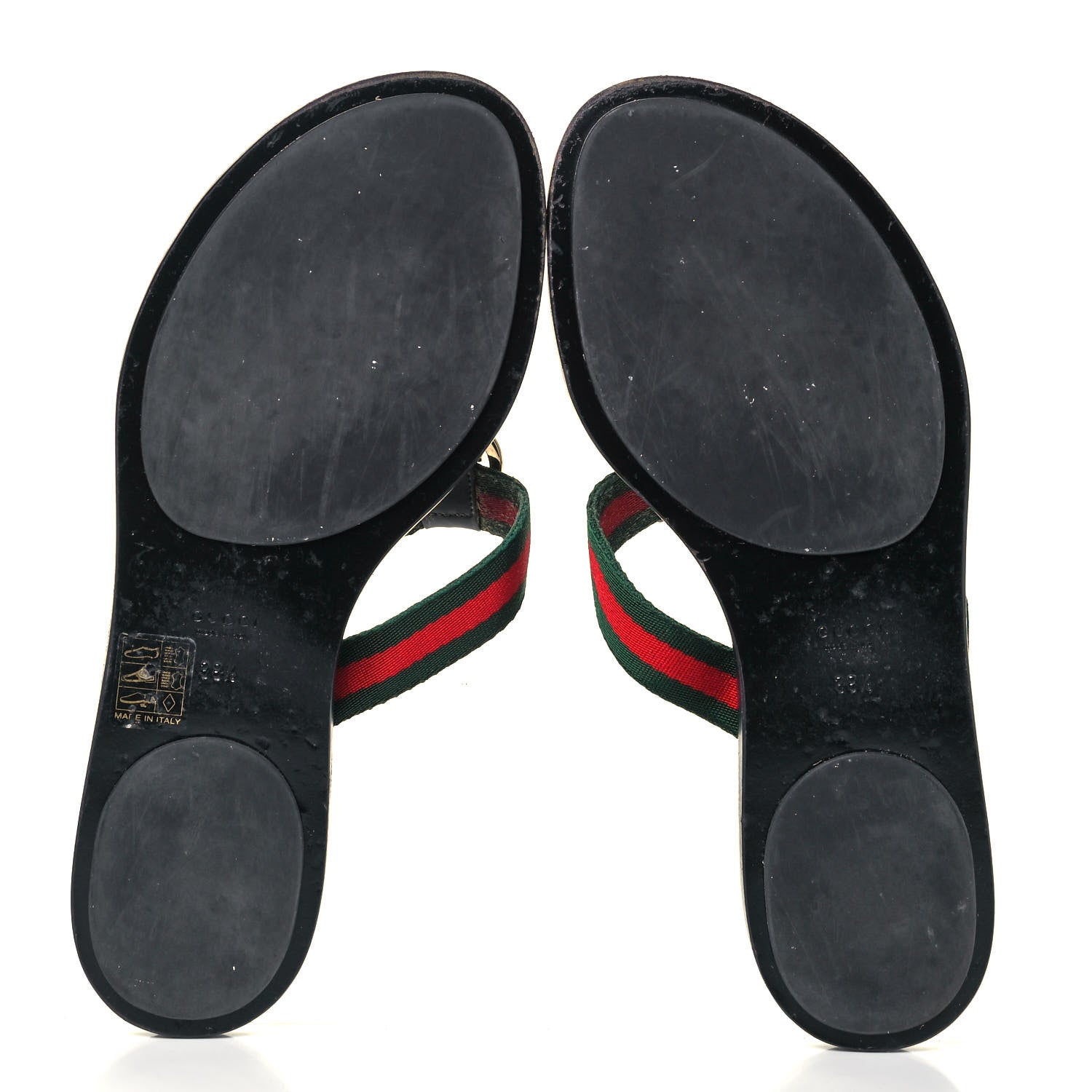 Gucci Nylon Guccissima Web Womens Thong Sandals 38.5 Green Red Black 5 of 9