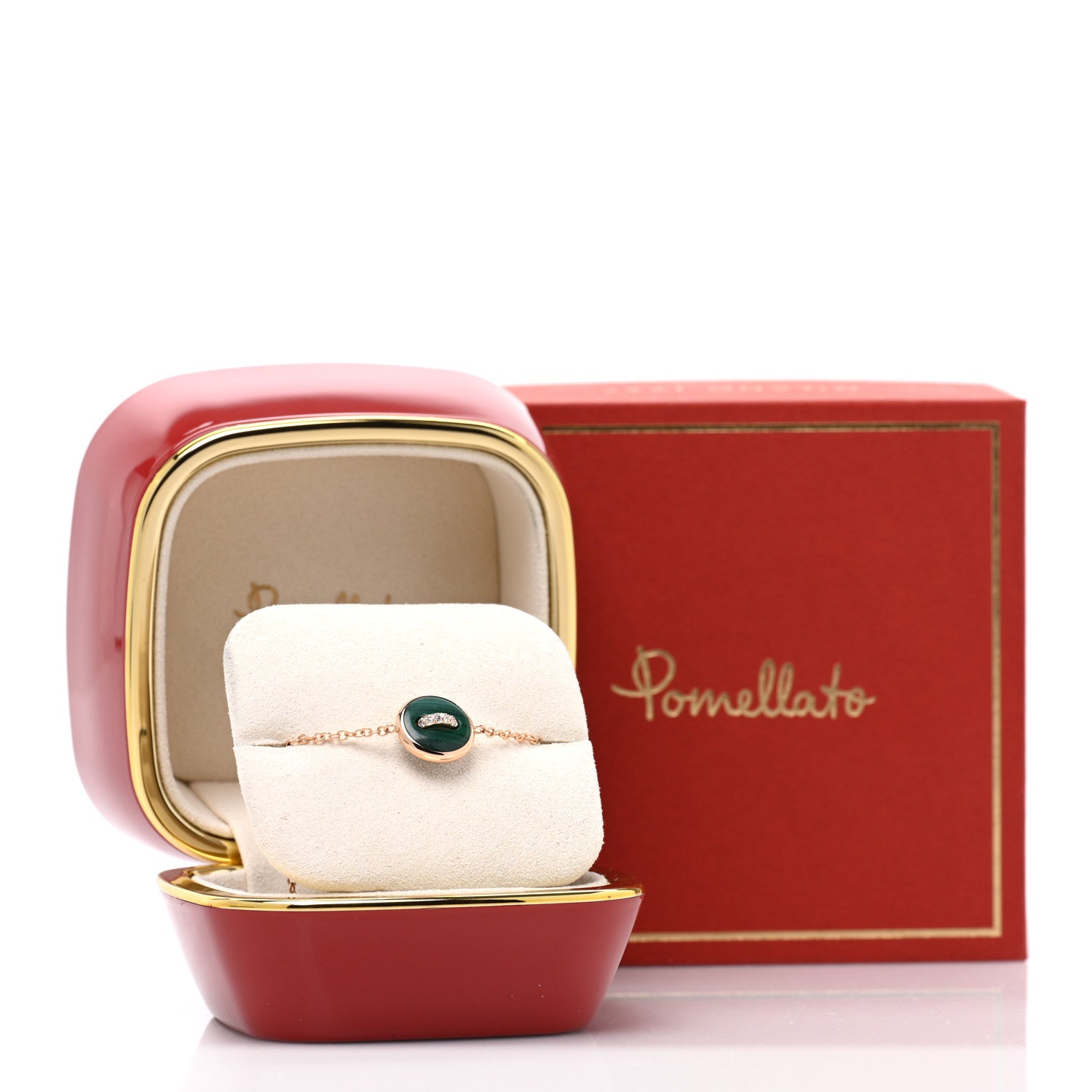 Pomellato 18K Rose Gold Diamond Malachite Mother of Pearl Pom Pom Dot Bracelet 4 of 4