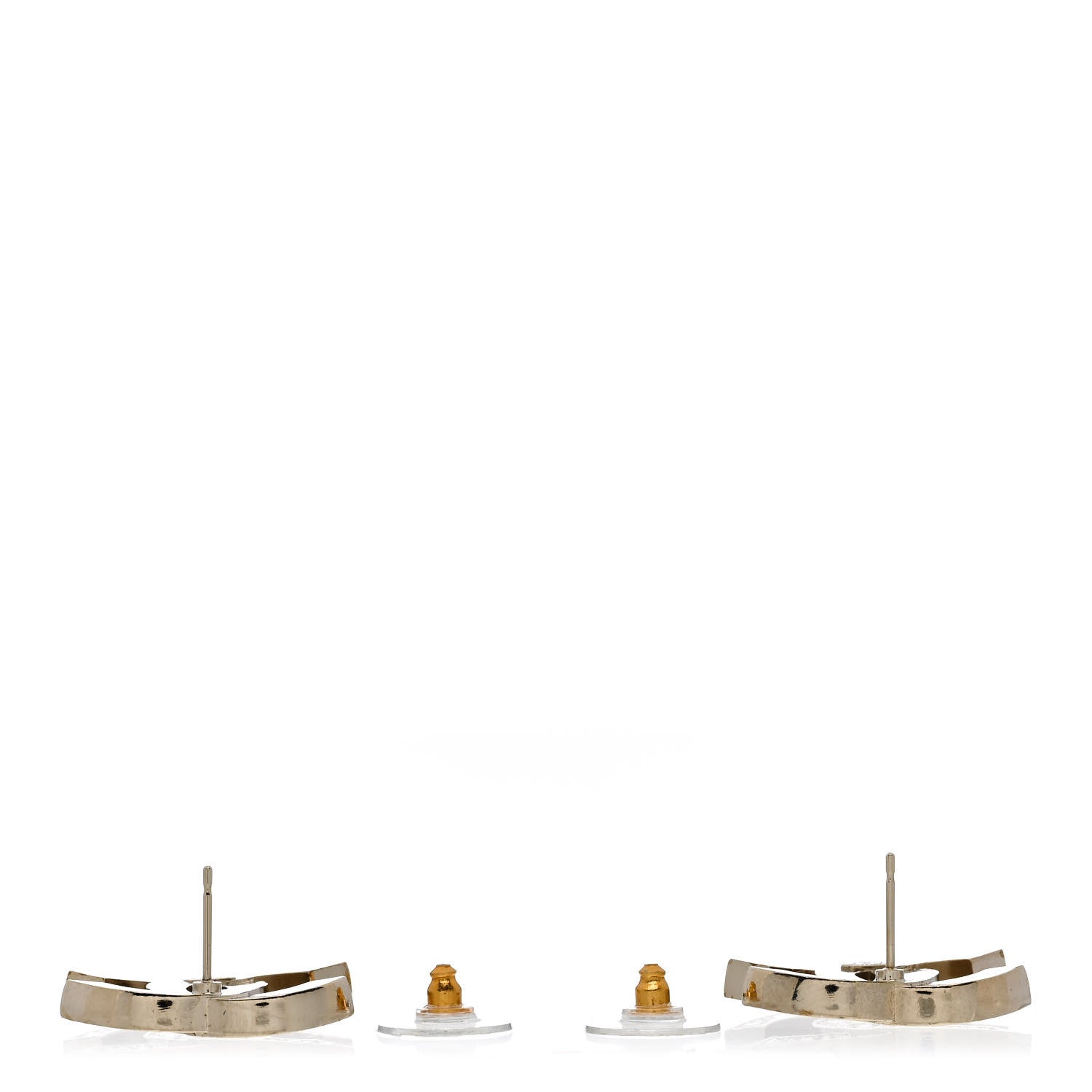 Chanel Crystal CC Earrings Light Gold 3 of 5