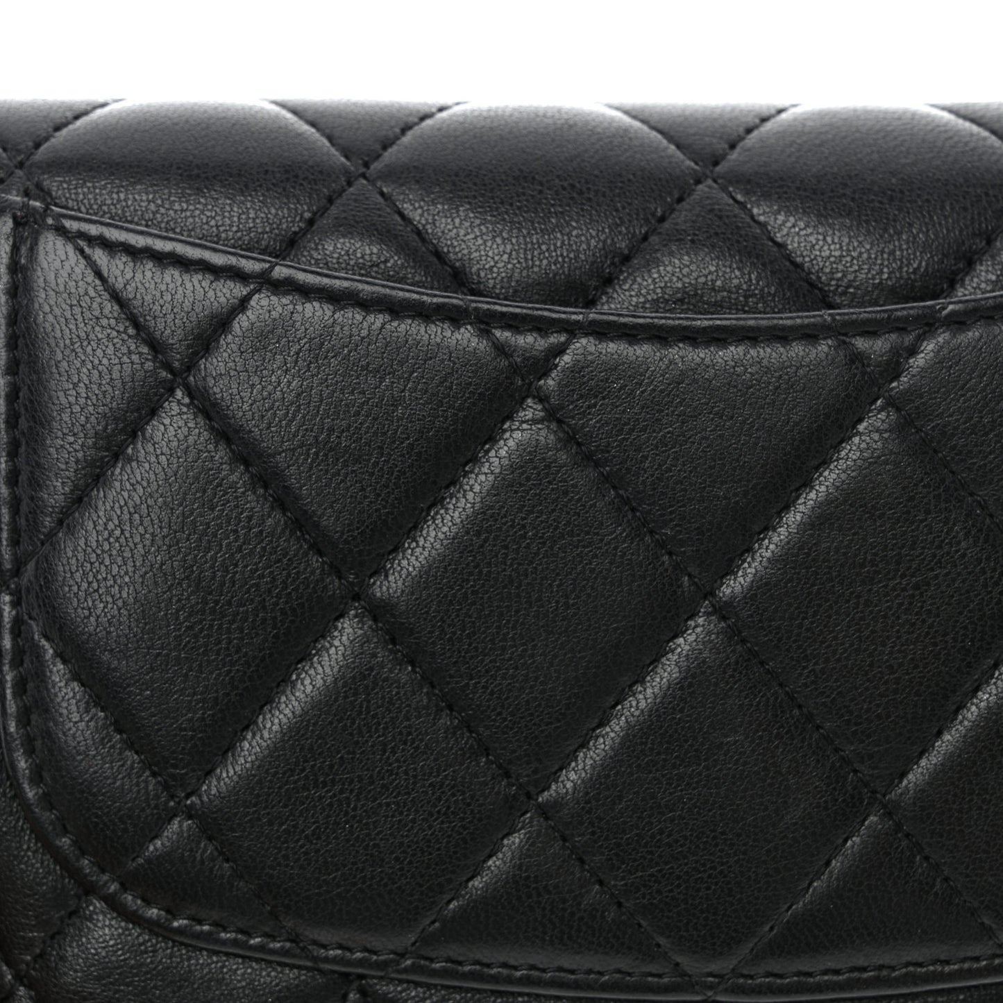 Lambskin Quilted Large Flap Wallet Black