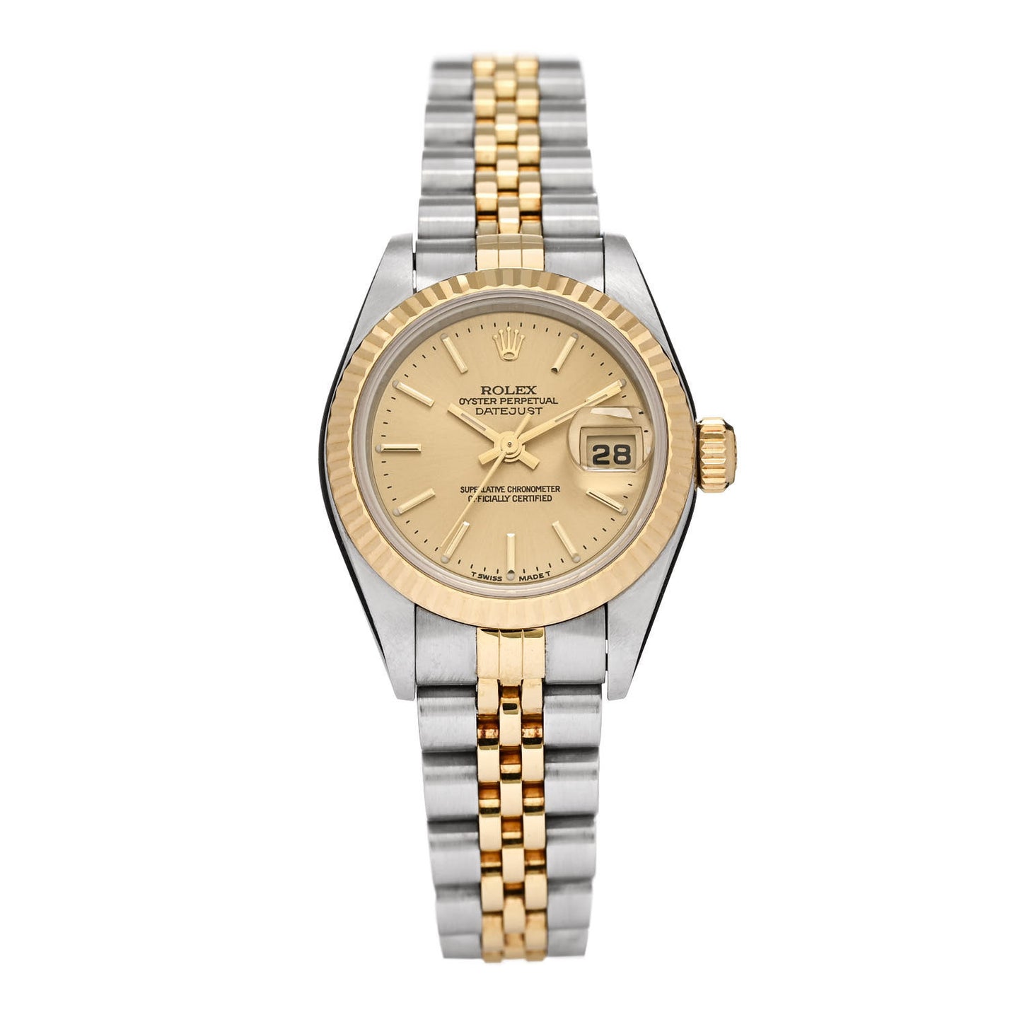 Stainless Steel 18K Yellow Gold 26mm Oyster Perpetual Datejust Watch Champagne 79173