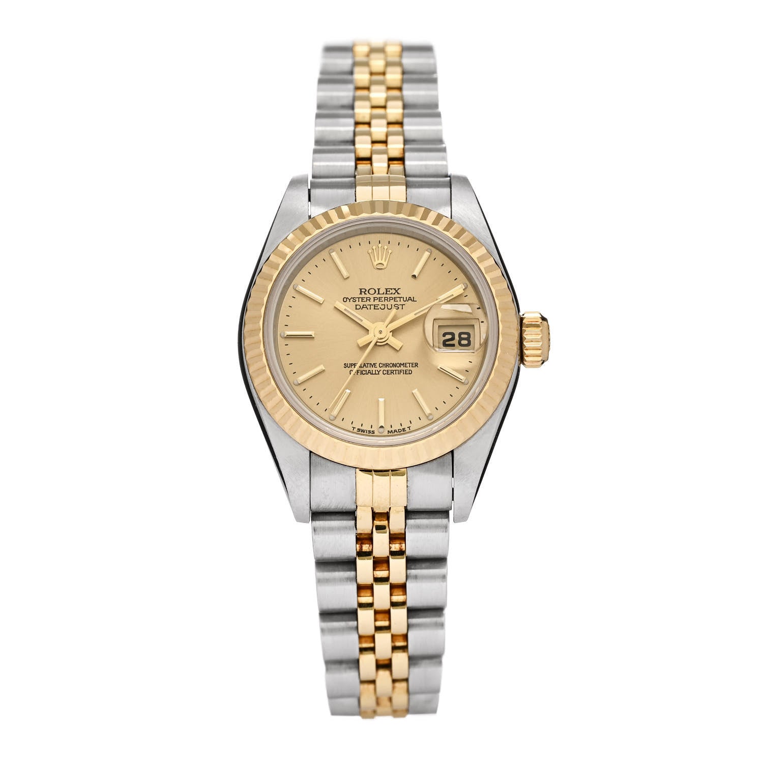 Rolex Stainless Steel 18K Yellow Gold 26mm Oyster Perpetual Datejust Watch Champagne 79173 1 of 4