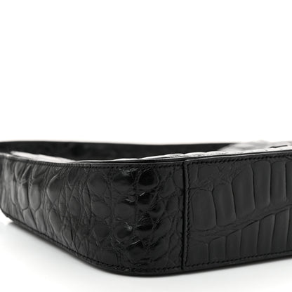 Saint Laurent Calfskin Crocodile Embossed LE 5 A 7 Hobo Black 9 of 10