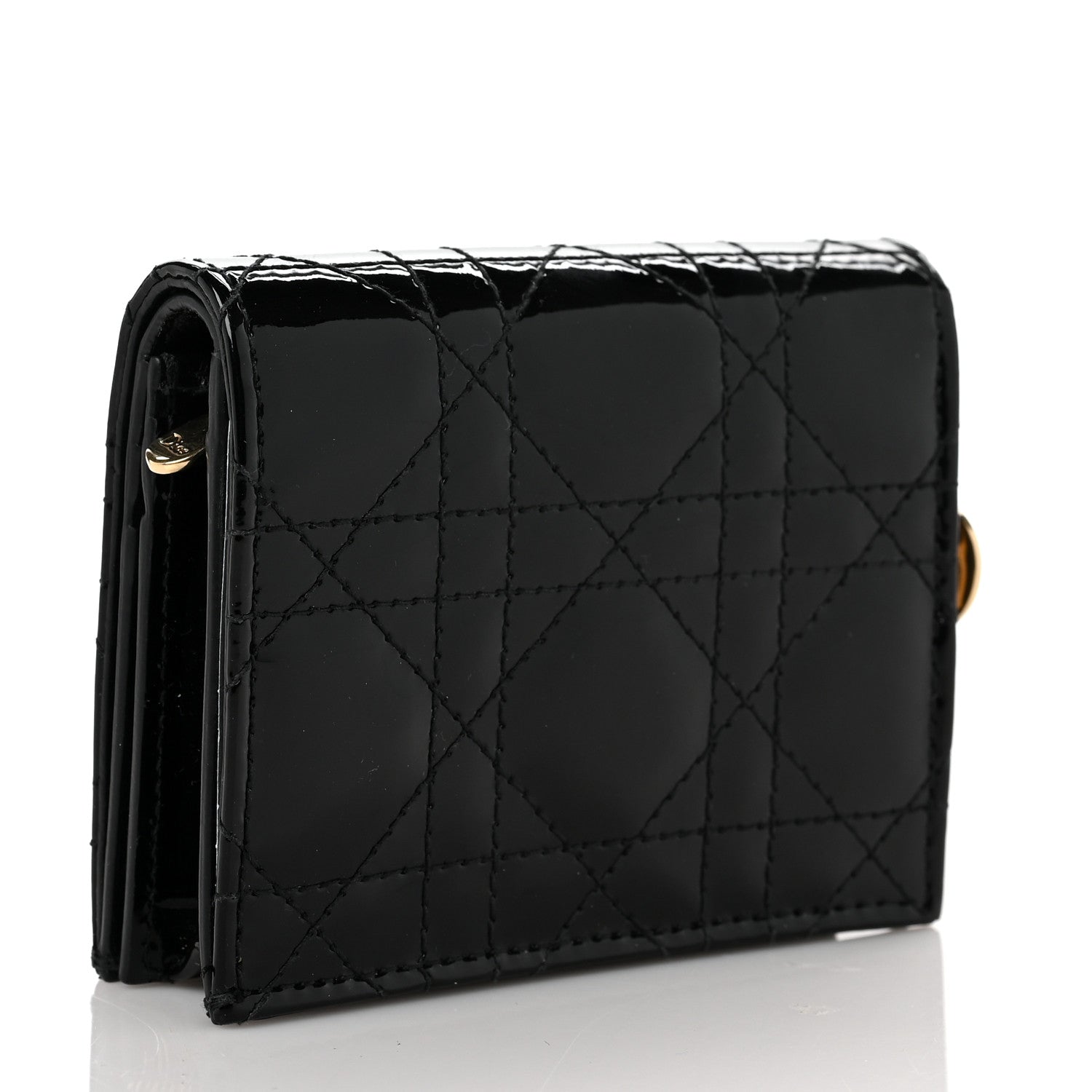 Christian Dior Patent Cannage Mini Lady Dior Wallet Black 3 of 9