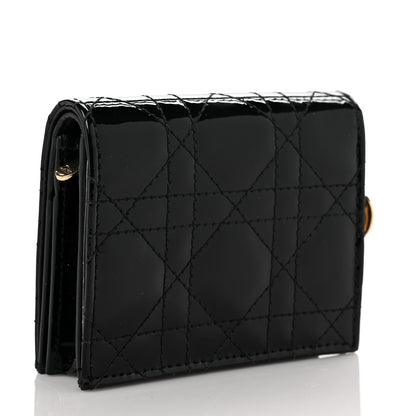 Christian Dior Patent Cannage Mini Lady Dior Wallet Black 3 of 9