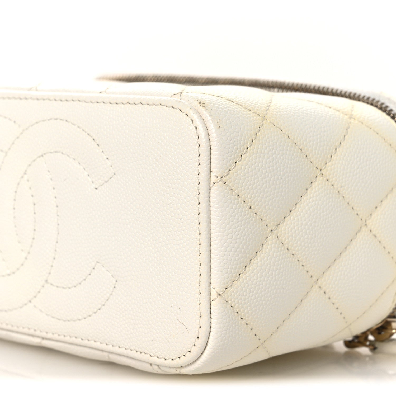 Chanel Caviar Quilted Small Vanity Case With Chain White 10 of 15