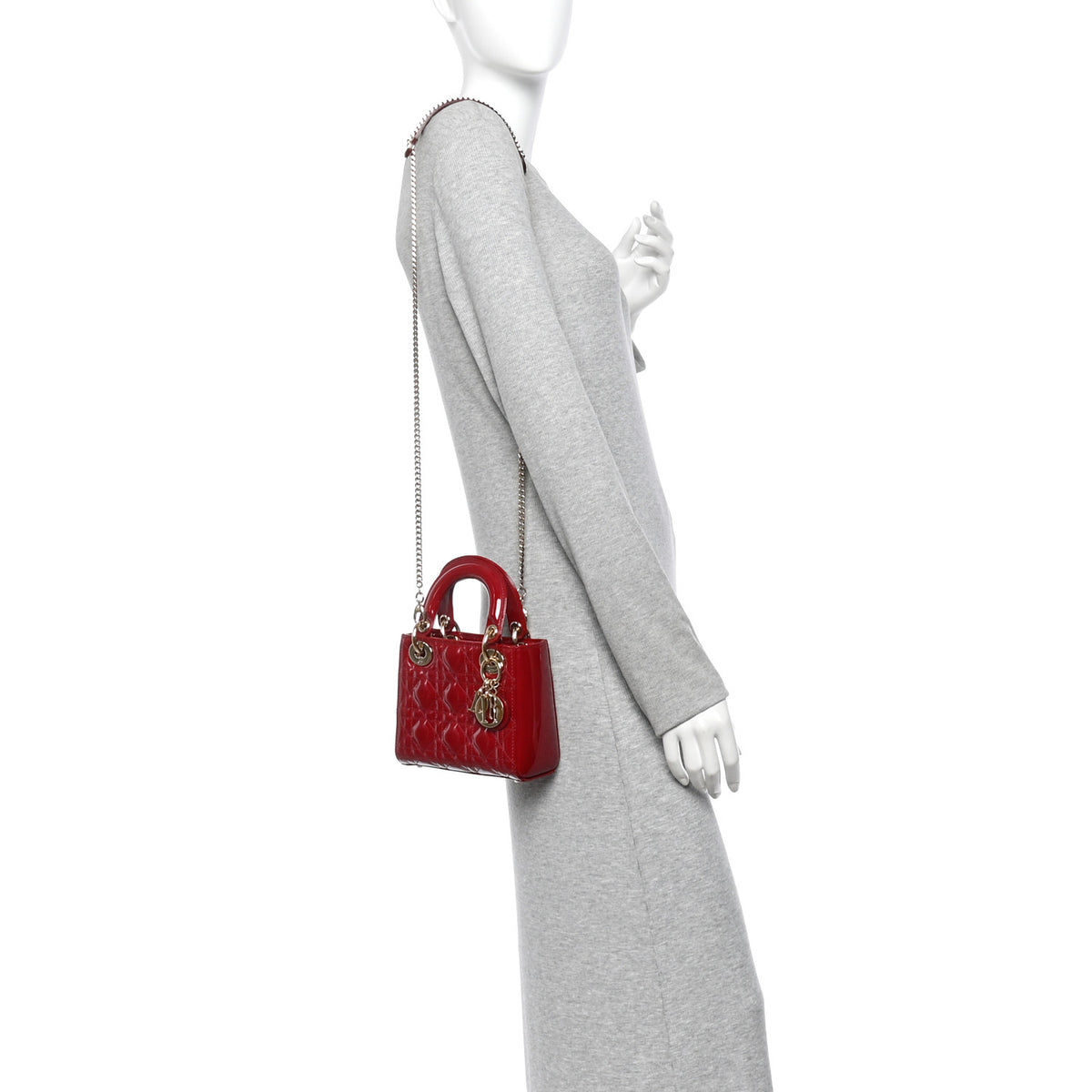 Christian Dior Patent Cannage Mini Lady Dior Red 2 of 10