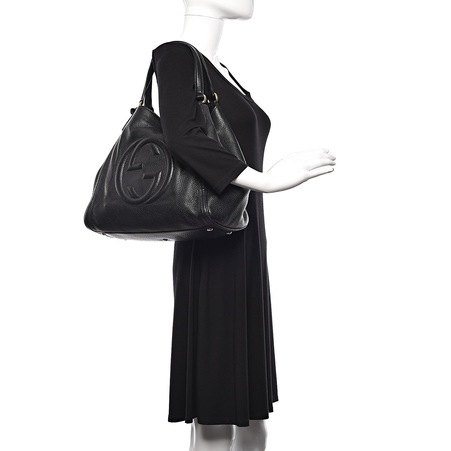 Gucci Pebbled Calfskin Medium Soho Shoulder Bag Black 2 of 12