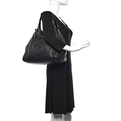 Gucci Pebbled Calfskin Medium Soho Shoulder Bag Black 2 of 12