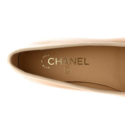 Chanel Lambskin Cap Toe CC Ballerina Flats 36.5 Beige Black 7 of 13
