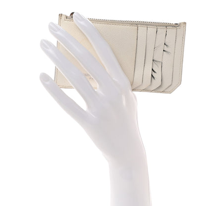 Saint Laurent Grained Calfskin 5 Fragments Zip Pouch Card Holder White 2 of 16