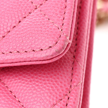 Chanel Caviar Quilted Wallet on Chain WOC Pink 12 of 13