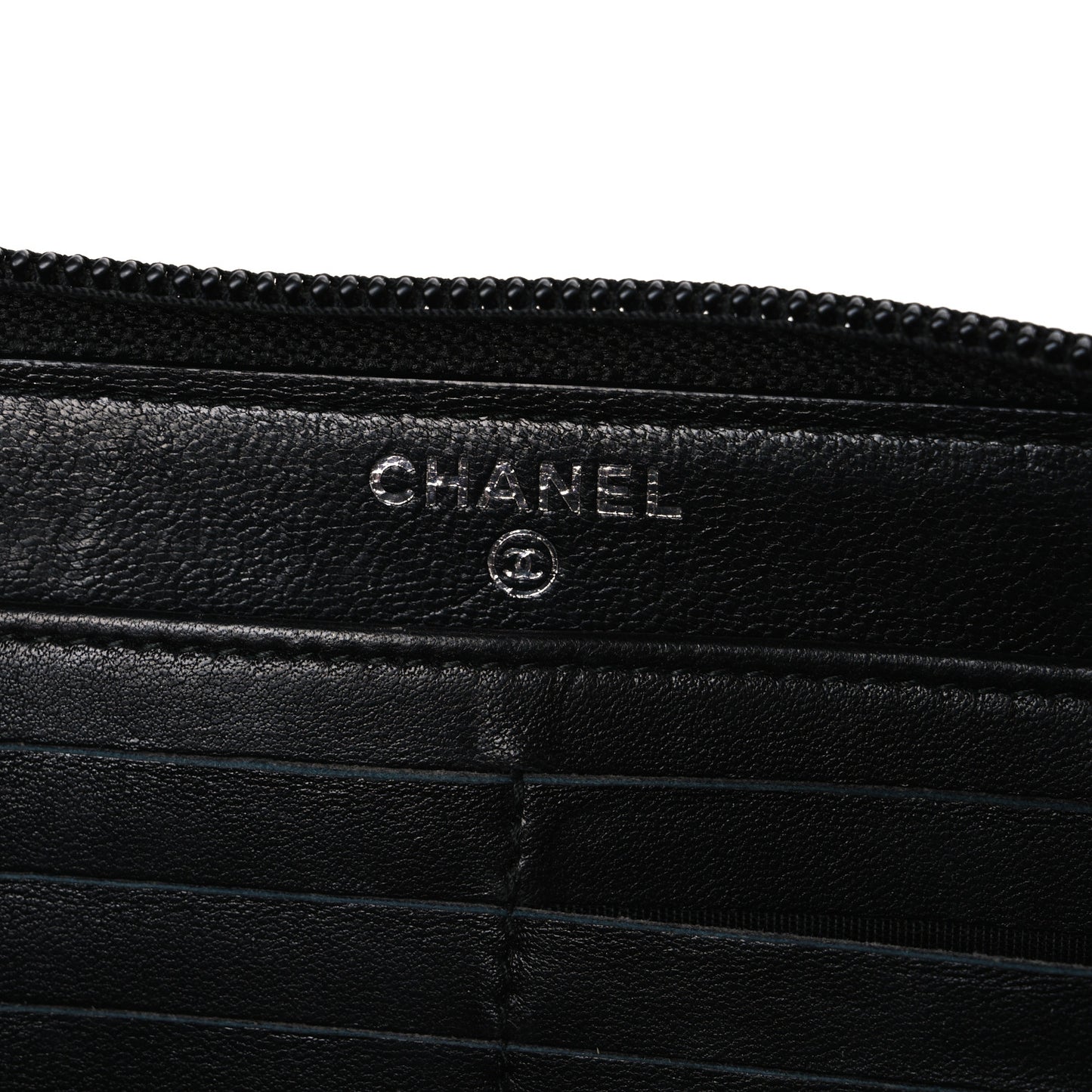 Calfskin Large Bi-Color Zip Around Boy Wallet Black Navy