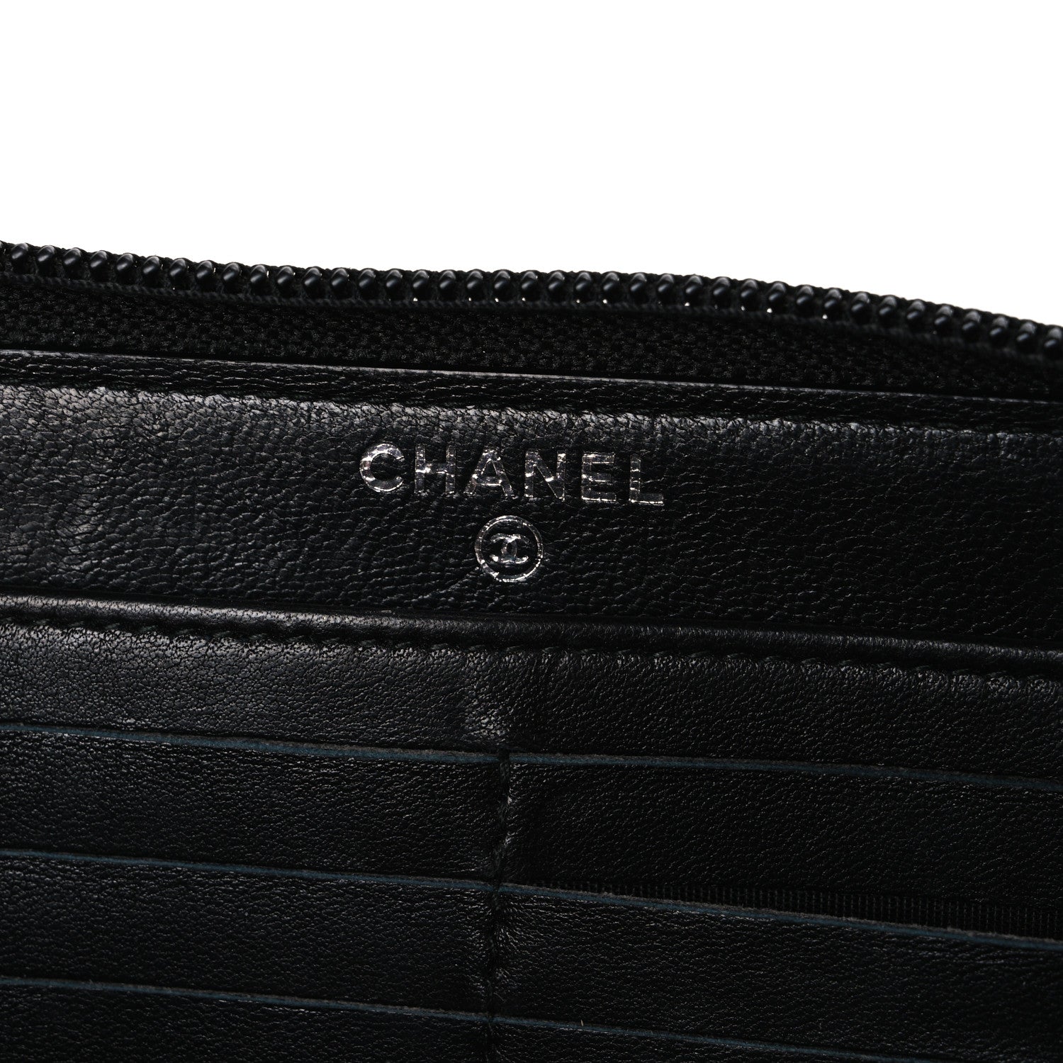 Chanel Calfskin Large Bi-Color Zip Around Boy Wallet Black Navy 6 of 8