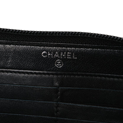 Chanel Calfskin Large Bi-Color Zip Around Boy Wallet Black Navy 6 of 8