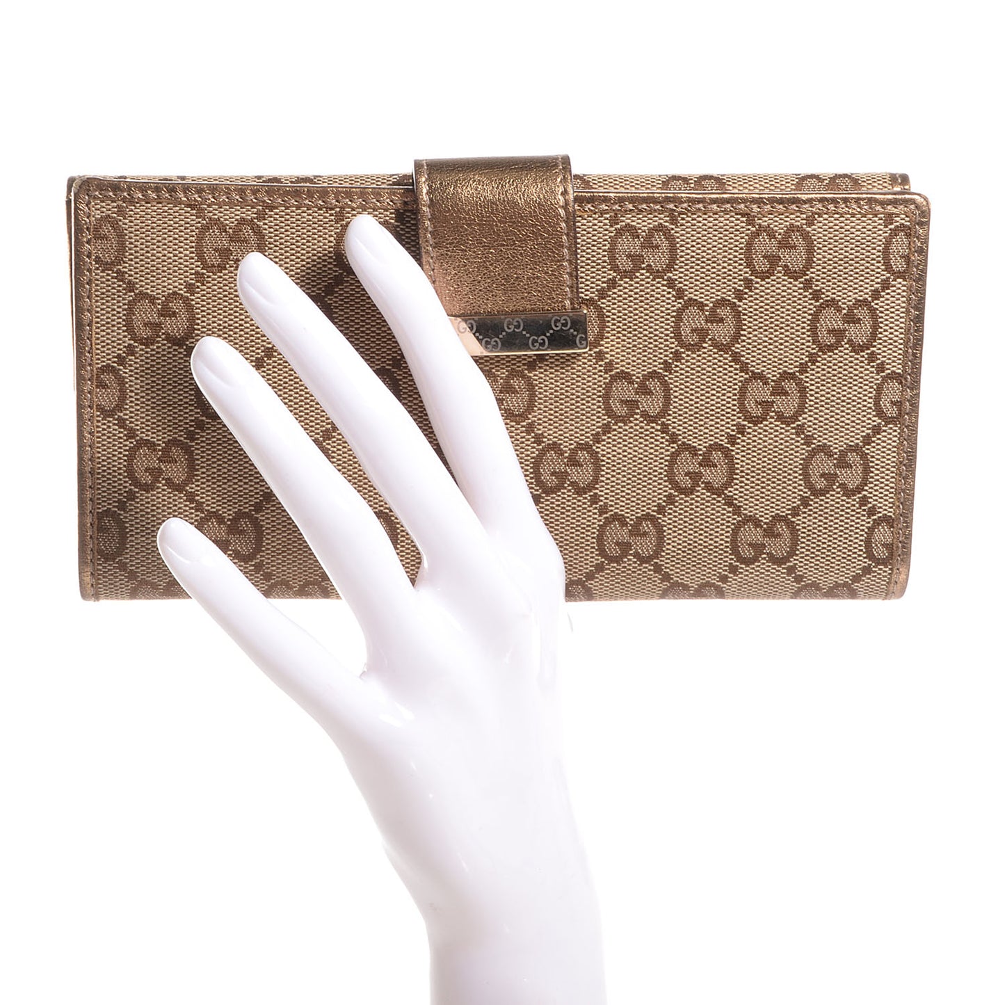 Monogram Icon Bar Continental Flap Wallet Metallic Gold