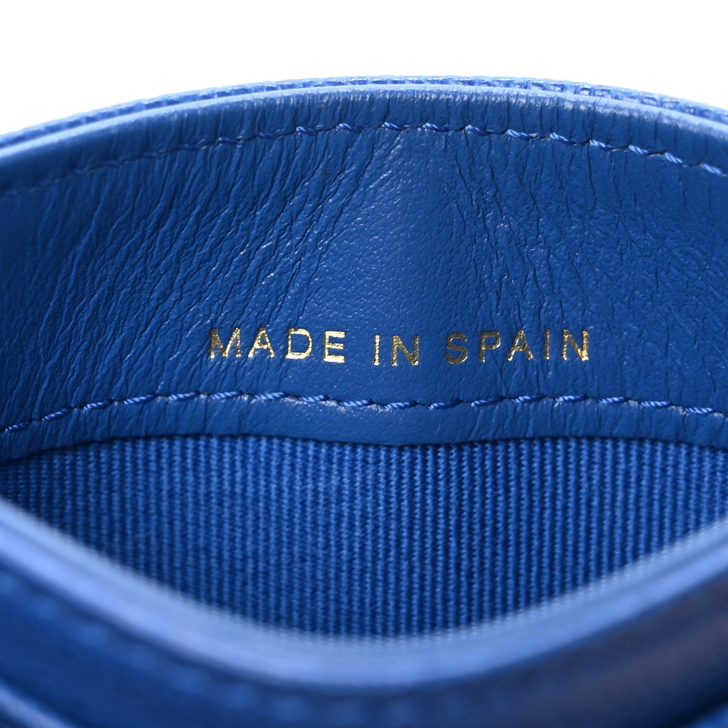 Caviar Quilted Studded CC Card Holder Blue