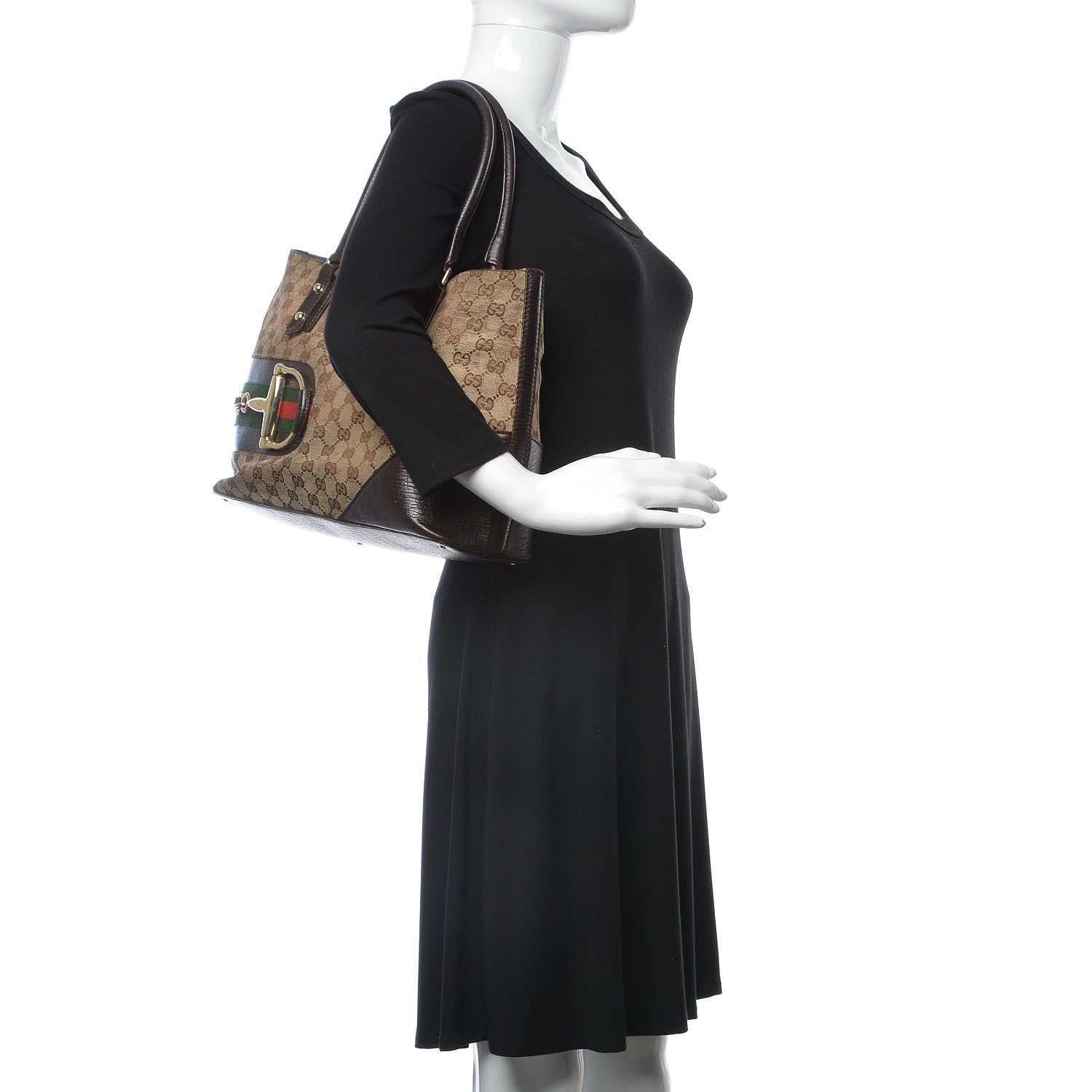 Gucci Monogram Medium Hasler Tote Dark Brown 2 of 24
