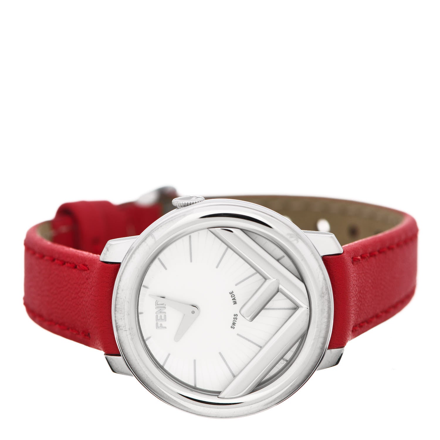 Fendi Stainless Steel Calfskin 28mm Run Away Quartz Watch Red 2 of 5