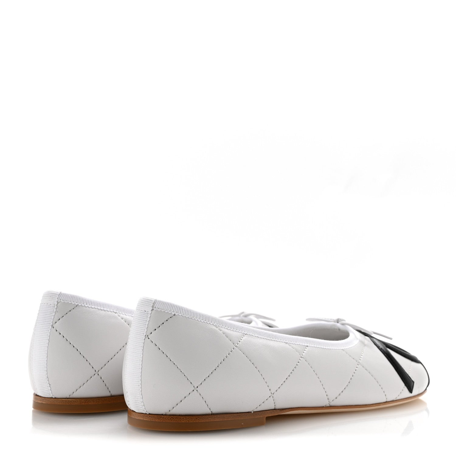 Chanel Lambskin Quilted CC Cambon Ballet Flats 40 White Black 5 of 10