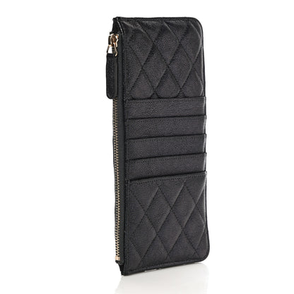 Chanel Iridescent Caviar Quilted Classic Flat Wallet Pouch Black 3 of 11