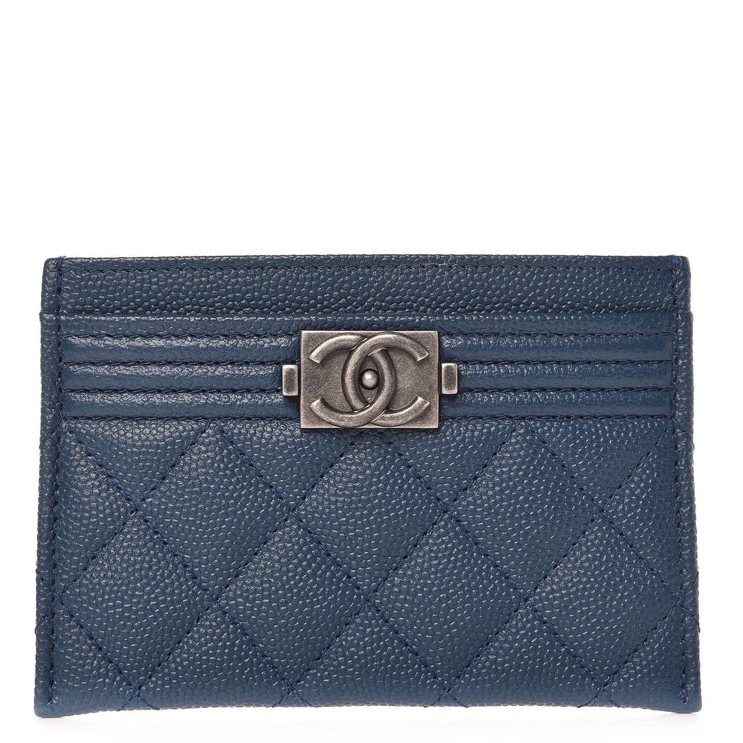 Caviar Quilted Boy Card Holder Blue