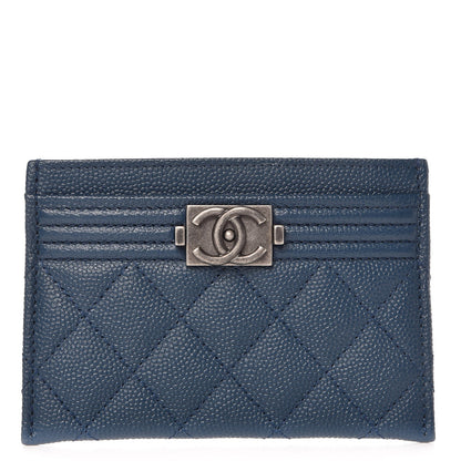 Chanel Caviar Quilted Boy Card Holder Blue 1 of 9