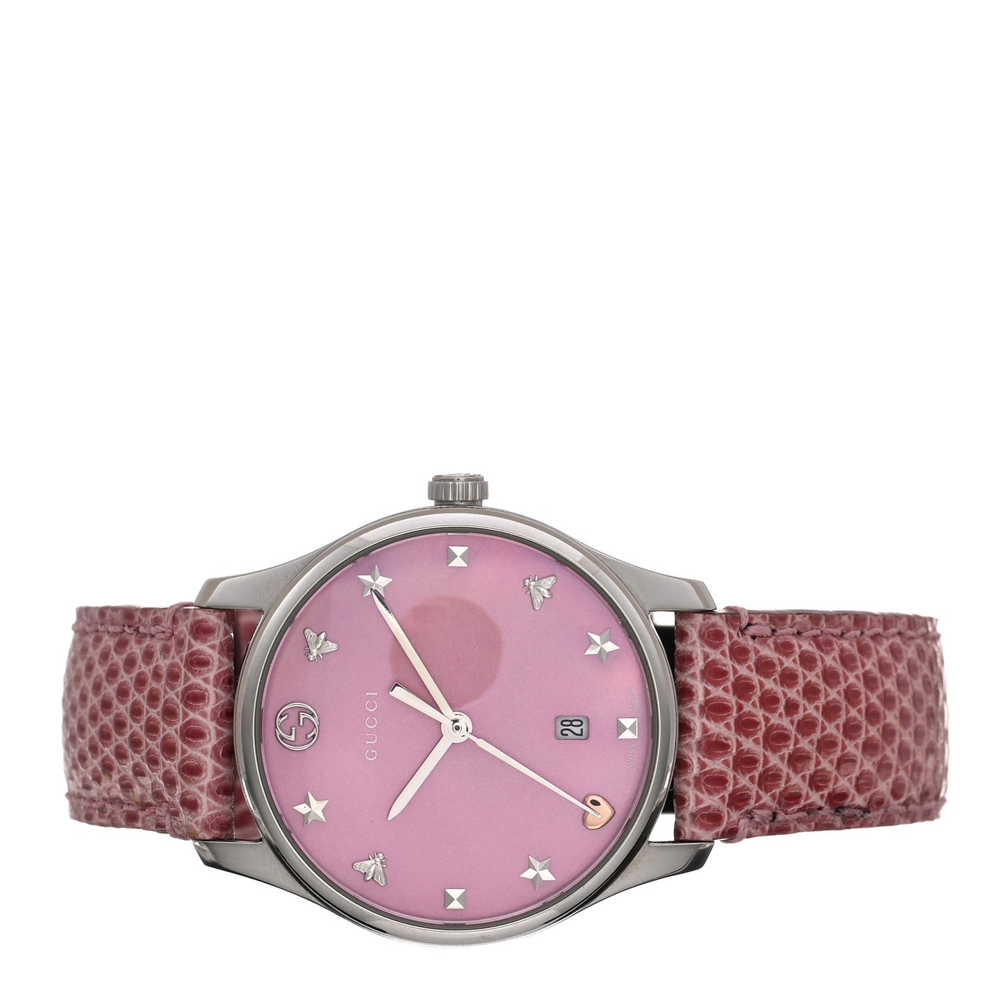 Stainless Steel Lizard Pink Mother of Pearl 29mm G-Timeless Charm Quartz Watch