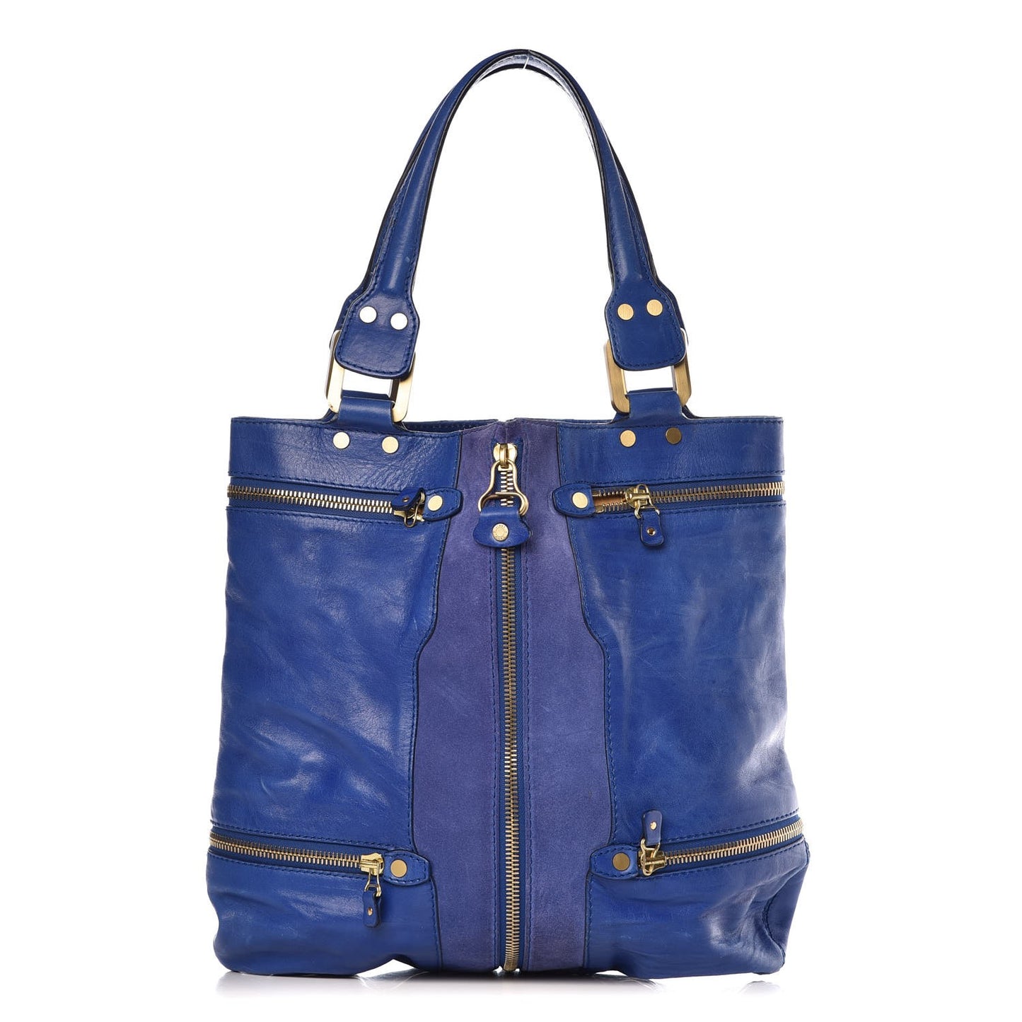 Shiny Calfskin Suede Monna L Cobalt