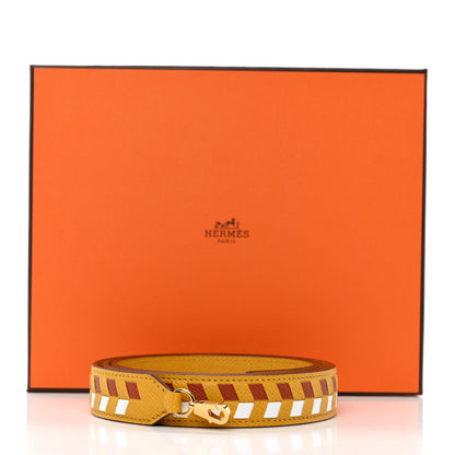 Hermes Epsom 25mm Tressage Shoulder Strap Ambre Brique Blanc 3 of 6