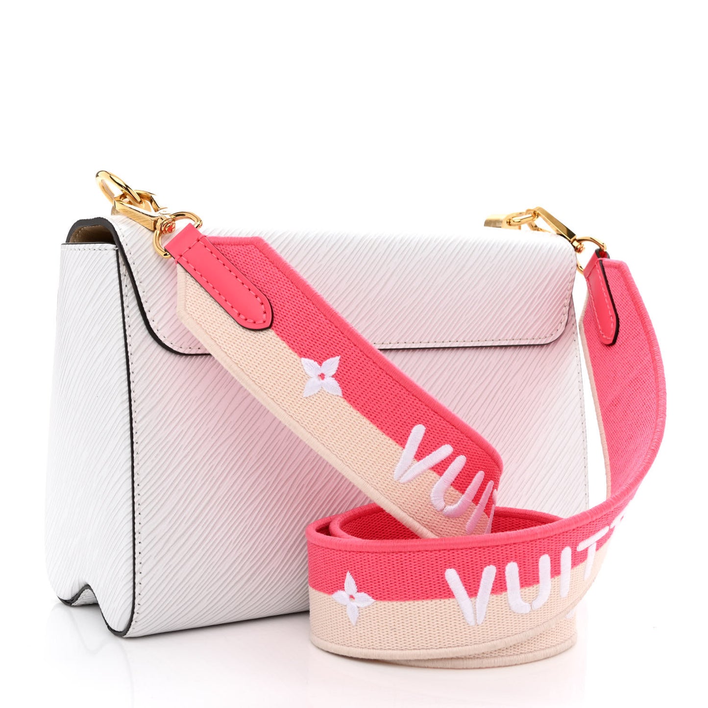 Epi Twist Shoulder Bag MM White Pink