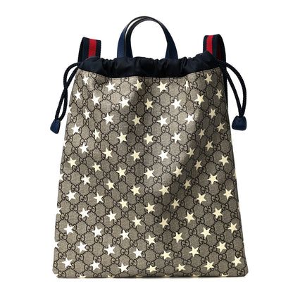 Gucci Soft GG Supreme Monogram Stars Childrens Drawstring Backpack Beige Ebony Yellow Royal 1 of 12