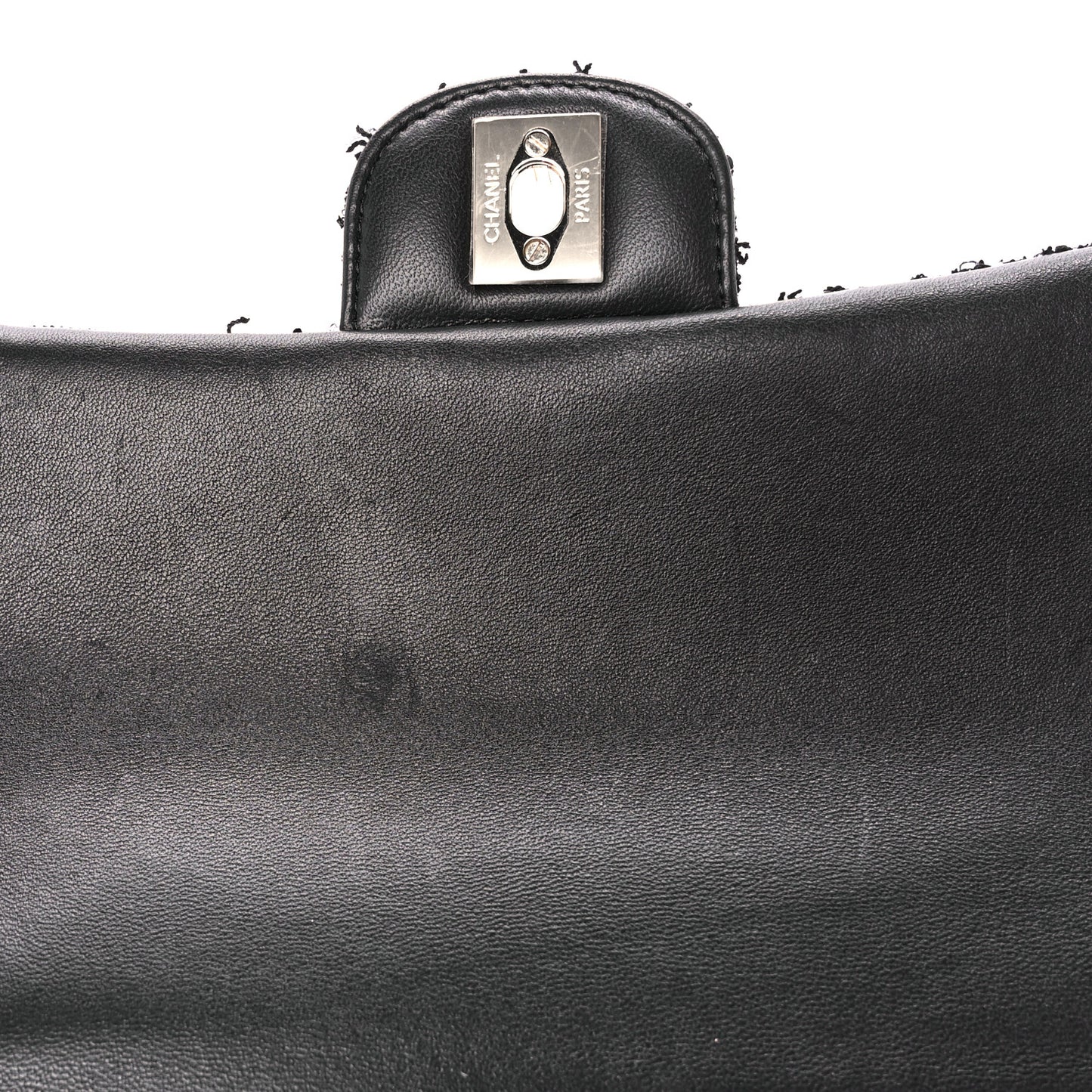 Tweed Quilted Mini Top Handle Rectangular Flap Black White