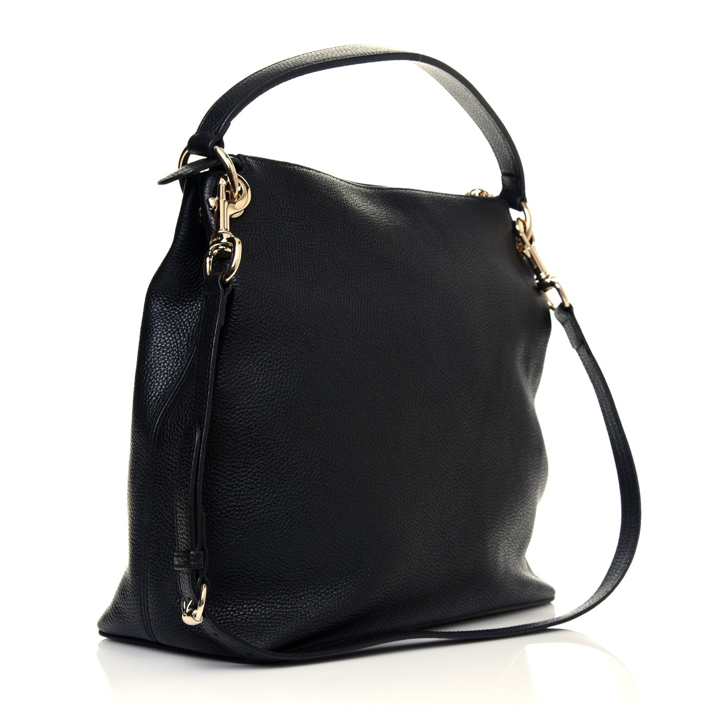 Pebbled Calfskin Large Soho Hobo Black