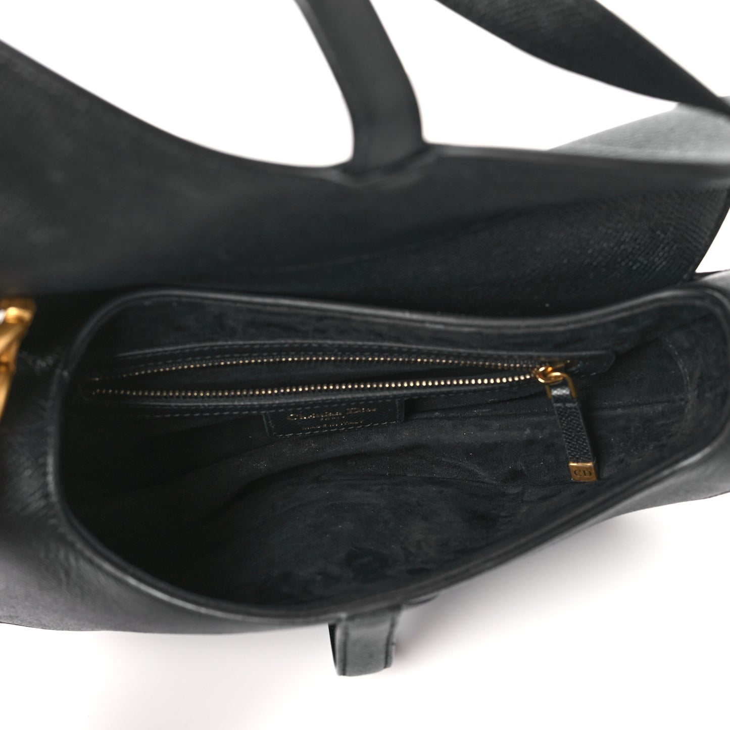 Grained Calfskin Saddle Bag Black