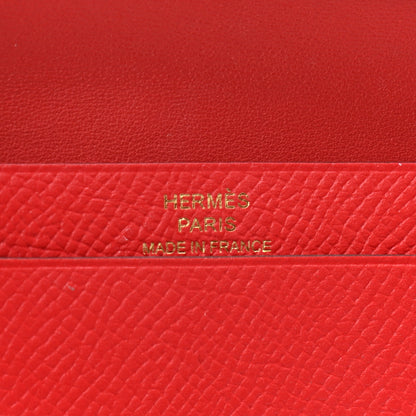 Hermes Epsom Bearn Card Holder Wallet Rouge Tomate 6 of 7